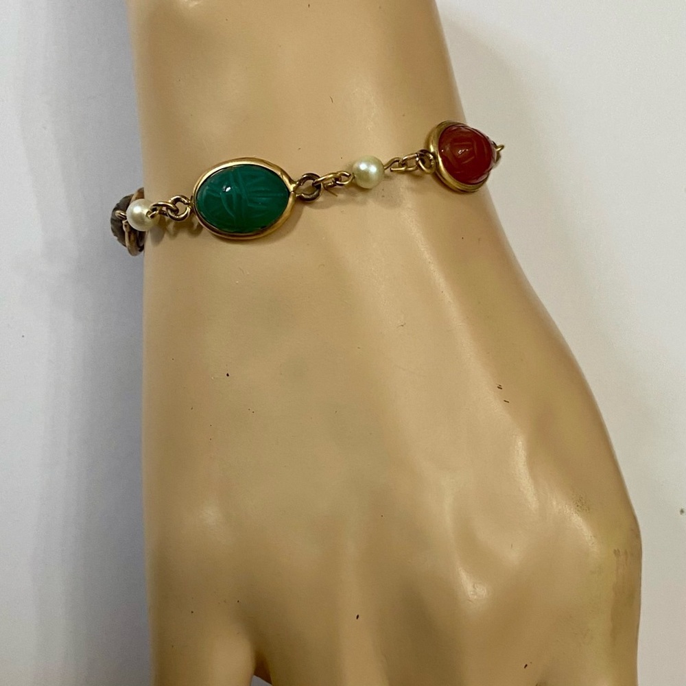Vintage, Beautiful, Scarab- Gold Filled Bracelet - Picture 5 of 9